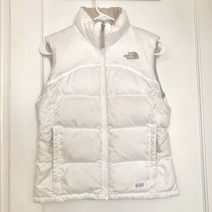 White Puffy North Face Vest